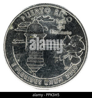 United States coins. Trimestre 2009 P. Dollar Porto Rico. Marche arrière. Banque D'Images