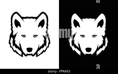 Tête de loup en noir et blanc Illustration de Vecteur
