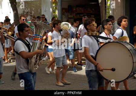 Fanfare de la jeunesse, Mare de Déu de Gràcia festival, Mahon/Mao, Minorque, Iles Baléares, Espagne. Banque D'Images