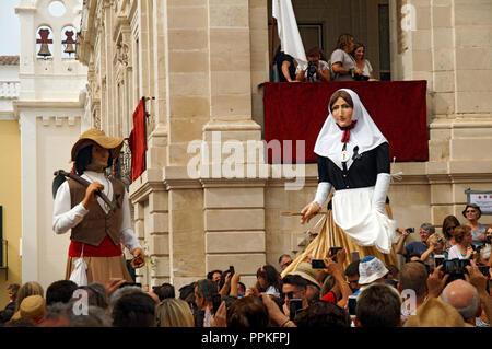 Le défilé des Géants, Mare de Déu de Gràcia festival, Mahon/Mao, Minorque, Iles Baléares, Espagne. Banque D'Images