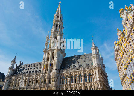 Hôtel de Ville, Stadhuis van Brussel, hôtel de ville, Grand Place, la place principale, Grote Markt, Bruxelles, Belgique Banque D'Images