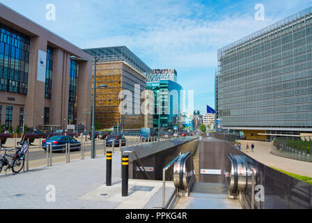 Rue de la Loi, au Berlaymont, siège de la Commission européenne, Quartier Européen, Bruxelles, Belgique Banque D'Images