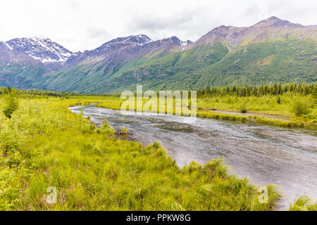 Avis de freash alimenté par des eaux dans la rivière Eagle Creek Nature Center à Eagle River en Alaska Banque D'Images