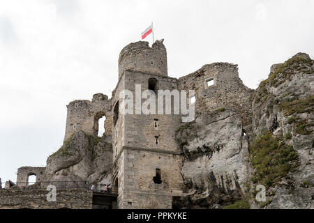 Août 2018, Pologne, ogrodzieniec : pour voir les ruines de château médiéval Banque D'Images