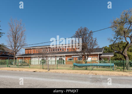 PRETORIA, Afrique du Sud, le 2 août 2018 : Le Ebenhaeser Hall de l'Église réformée néerlandaise, dans Parys-West Parys dans la province État libre Banque D'Images