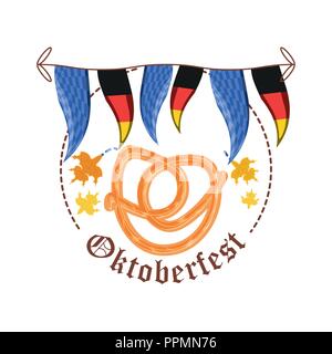 Les bretzels avec drapeaux allemagne garland oktoberfest celebration vector illustration design Illustration de Vecteur