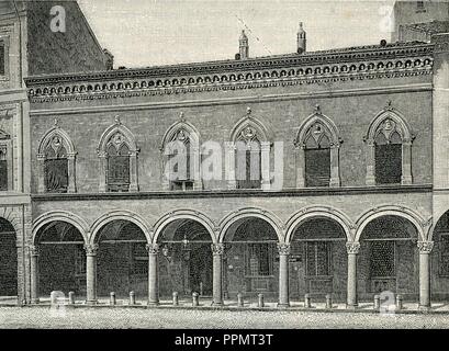 Bologna Palazzo Isolani. xilografia Banque D'Images