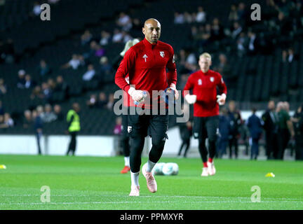 Londres, Royaume-Uni. 26 septembre 2018. Heurelho Gomes de Watford durant la troisième ronde de la Coupe du buffle match entre Tottenham Hotspur et Watford à Stade mk le 26 septembre 2018 à Milton Keynes, en Angleterre. Credit : PHC Images/Alamy Live News Banque D'Images