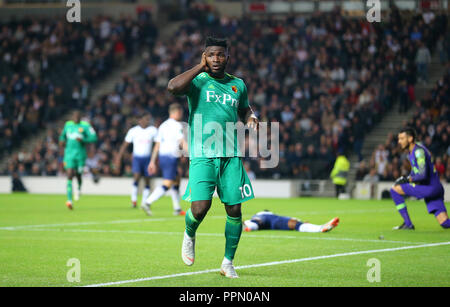 Londres, Royaume-Uni. 26 septembre 2018. Au cours de la troisième tour de la Coupe du buffle match entre Tottenham Hotspur et Watford à Stade mk le 26 septembre 2018 à Milton Keynes, en Angleterre. Credit : PHC Images/Alamy Live News Banque D'Images