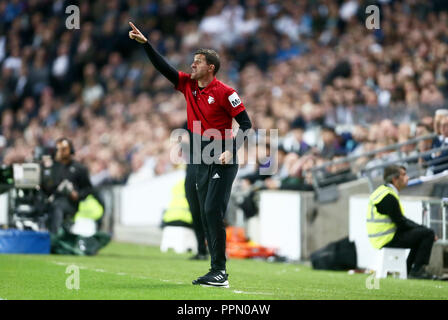 Londres, Royaume-Uni. 26 septembre 2018. Watford Manager Javi Gracia durant la troisième ronde de la Coupe du buffle match entre Tottenham Hotspur et Watford à Stade mk le 26 septembre 2018 à Milton Keynes, en Angleterre. Credit : PHC Images/Alamy Live News Banque D'Images