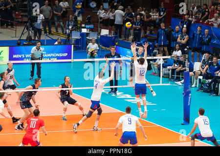 Milan (Italie), 23 Septembre 2018 : Match contre la Finlande à la Russie FIVB Championnat du monde masculin de volley-ball 2018. Banque D'Images