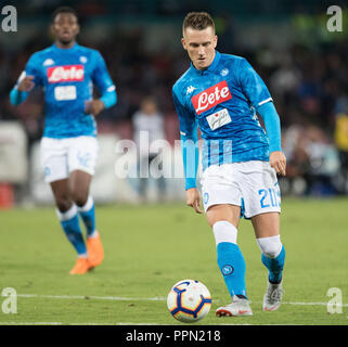 Naples, Campanie, Italie. 26 Sep, 2018. Piotr Zielinski de SSC Napoli vu en action pendant le jeu. SSC Napoli vs Parma Calcio lors de la série d'un match de football au stade San Paolo. Vicinanza/crédit : Ernesto SOPA Images/ZUMA/Alamy Fil Live News Banque D'Images