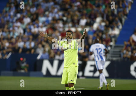 Getafe, Madrid, Espagne. 26 Sep, 2018. Luis Suarez (FC Barcelone) vu réagir pendant le jeu.La Liga match entre CD Leganes et le FC Barcelone au stade de Butarque. Credit : Manu Haiti/SOPA Images/ZUMA/Alamy Fil Live News Banque D'Images