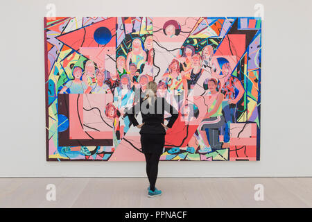 Saatchi Gallery, Londres, Royaume-Uni. 27 Septembre, 2018. Black Mirror explore le rôle de l'art dans la satire sociale, et comment l'incertitude politique a influencé l'art de ces dernières années. À un moment d'inquiétude collective, miroir noir souligne l'importance de l'art et la satire dans la dissection des structures du pouvoir, remettant en question les normes sociales, et de la visualisation de l'instabilité politique, fournissant des secours à la lumière les incertitudes de la vie. Image : Justin Craun. La conception de la femme, 2008. Posés avec galerie personnel. Credit : Malcolm Park/Alamy Live News. Banque D'Images