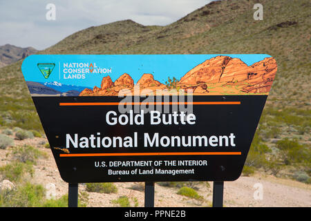 Panneau d'entrée, Gold Butte National Monument, Nevada Banque D'Images