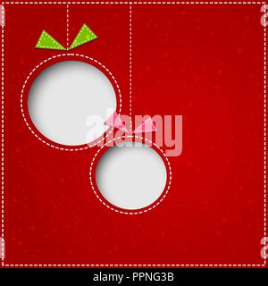 Résumé des boules de Noël à partir de papier découpées sur fond rouge. Illustration de Vecteur