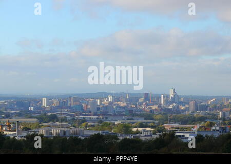 Le centre-ville de Leeds Skyline vue de Rothwell, West Yorkshire Banque D'Images