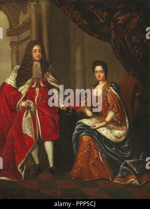 Charles boit (D'après) - Portrait de la Reine Anne d'Angleterre et George prince de Danemark. Banque D'Images