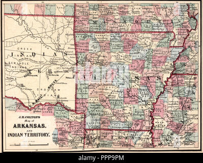 J H Colton's site de l'Arkansas et le territoire indien, vers 1863 Banque D'Images