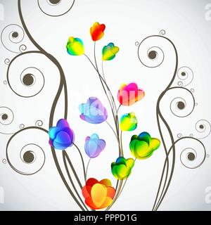 Abstract floral background, élégant tulipes fleurs. Vector frontière. Illustration de Vecteur