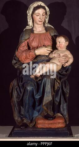 VIRGEN DE BELEN - SIGLO XVI - ESCULTURA EN BARRO COCIDO Y POLICROMADO. Auteur : PIETRO TORRIGIANO / PIETRO TORRIGIANI. Emplacement : MUSEO DE BELLAS ARTES-CONVENTO DE LA MERCED CALZAD. Sevilla. Séville. L'ESPAGNE. Banque D'Images