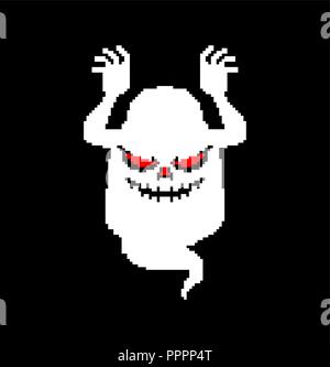 Ghost pixel art pour l'Halloween. Fantôme 8 bits. Vector illustration Illustration de Vecteur