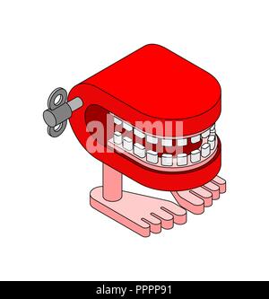 Dents Chatter jouet. April Fools Day symbole. Jaw toy Illustration de Vecteur