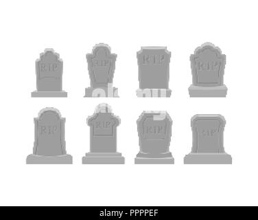 Grave pixel art set. Tombe de 8 bits. Pierre tombale de l'Halloween. Cimetière RIP vector illustration Illustration de Vecteur