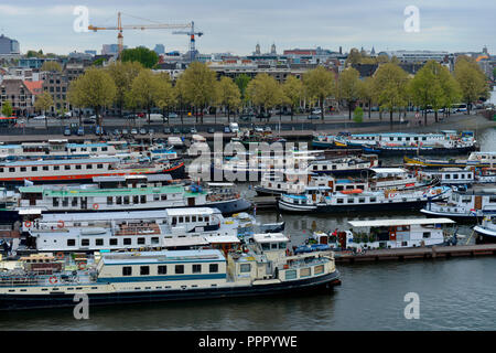 Hausboote, Oosterdok, Amsterdam, Pays-Bas Banque D'Images