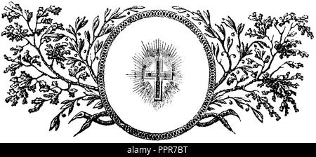 Ornement : début du chapitre avec vignette croix, 1863 Banque D'Images
