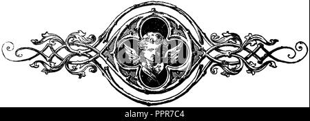 Ornement : chapitre initial vignette avec Angel, 1863 Banque D'Images
