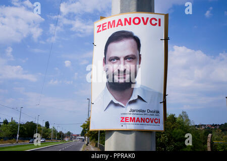 Poster, ZEMANOVCI, SPO, Jaroslav Dvorak, pré-campagne électorale, Prague, République tchèque le 18 août 2018. (CTK Photo/Libor Sojka) Banque D'Images