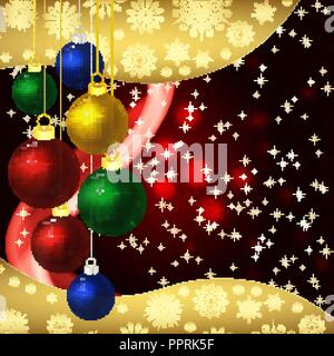 Vector fond de noël avec boules rouges sur un rouge foncé. Illustration de Vecteur