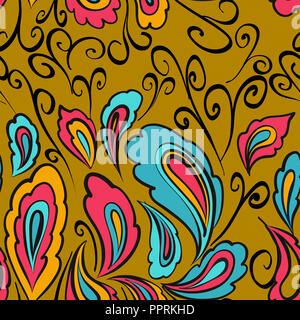 Transparente motif Oriental paisley dans un style dessiné à la main. Vector illustration pour textile, tissu, papier d'emballage, carte, skrapbook. Banque D'Images