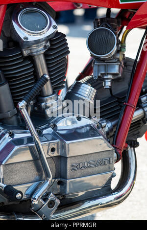 Ducati 900cc Mike Hailwood replica moteur moto détail. UK Banque D'Images