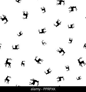 Silhouettes de deer modèle homogène. Isolé sur un fond blanc. Vector illustration. Illustration de Vecteur