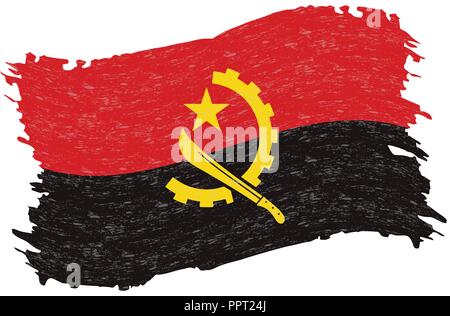 Drapeau de l'Angola, Abstract Grunge Brush Stroke isolé sur un fond blanc. Vector Illustration. Illustration de Vecteur