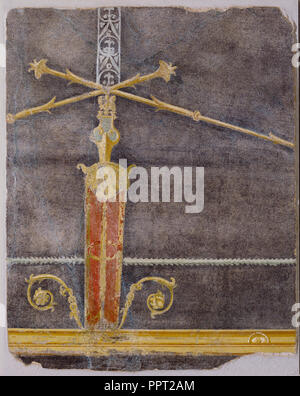 Fragment de mur avec des Motifs architecturaux sur fond noir ; Italie, Boscoreale ; environ 70 ; Fresco ; 75 x 60 cm, 29 x 1,2 23 5,8 en Banque D'Images