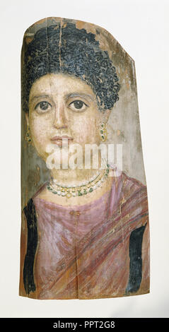 Maman Portrait d'une femme ; attribué à Malibu, peintre, Romano-Egyptian - 75 100 actifs, de l'Égypte ; 75 - 100 ; Peinture encaustique sur bois Banque D'Images