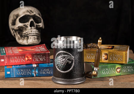 Direwolf officiel Stark tankard à partir de la série Game of Thrones Banque D'Images