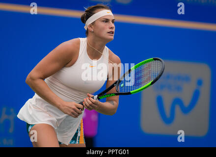 25 septembre 2018 - Sabalenka Aryna du Bélarus en action au cours du deuxième cycle à l'ouverture de Wuhan Dongfeng Motor 2018 Premier tournoi de tennis WTA 5 (Crédit Image : © AFP7 via Zuma sur le fil) Banque D'Images