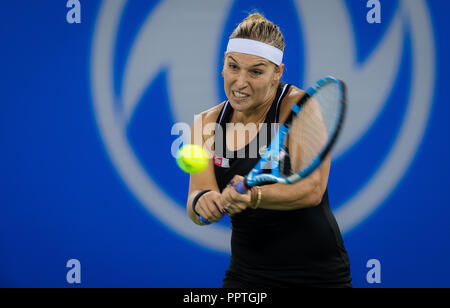 26 septembre 2018 - Dudi Sela de Slovaquie en action au cours de sa deuxième-tour au 2018 Dongfeng Motor Wuhan ouvrir le tournoi de tennis WTA Premier 5 Crédit : AFP7/ZUMA/Alamy Fil Live News Banque D'Images