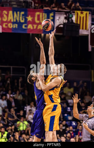 Dans les actions au cours de Liga Endesa match entre FC Barcelone et Lassa Herbalife Gran Canaria Le 27 septembre 2108 au Palau Blaugrana, à Barcelone, Espagne. 27 Sep, 2018. Credit : AFP7/ZUMA/Alamy Fil Live News Banque D'Images