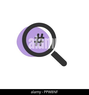 Loupe à un hashtag icône web isolés. Vector illustration Illustration de Vecteur