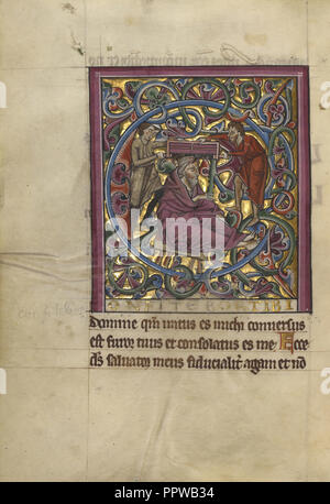 C Initial : Ésaïe être sciés dans deux, Würzburg, Allemagne ; environ 1240 - 1250 Tempera ; couleurs, feuilles d'or, et la feuille d'argent Banque D'Images