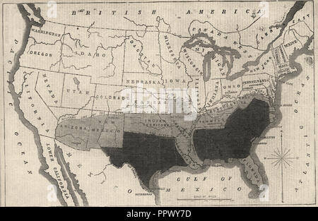 Carte de la rébellion, comme c'était en 1861 et tel qu'il est en 1864. Banque D'Images