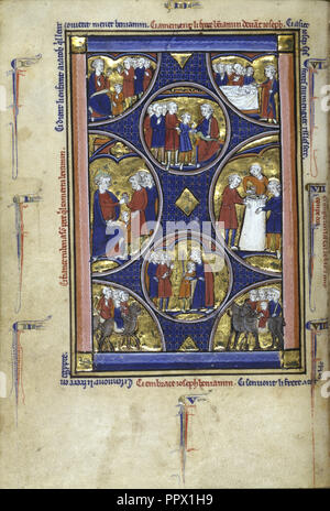 Scènes de la vie de Jacob et de Joseph ; Paris, France ; environ 1250 - 1260 Tempera ; couleurs, feuilles d'or, et de l'encre sur parchemin Banque D'Images