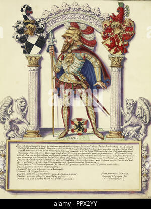 Je Eitelfriedrich ; Hohenzollern Jörg Ziegler, allemand, au début du 16e siècle - 1574,1577, Rottenburg, Allemagne ; environ 1572 ; Pen Banque D'Images