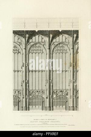 Antiquités architecturales de Britton, 1807 - King's College Chapel 06, côté sud (partie) - architecturalant01brit 0076. Banque D'Images