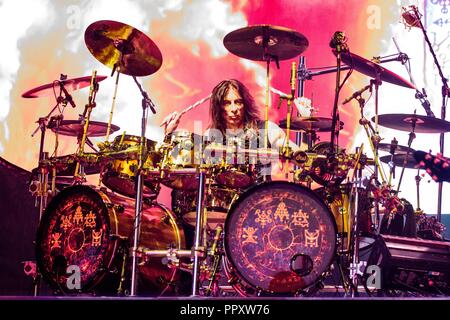 26 septembre 2018 - San Diego, Californie, États-Unis - SCOTT TRAVIS joue avec Judas Priest à l'Amphithéâtre de l'entreprise de matelas, à Chula Vista, Californie le 26 septembre, 2018 (Crédit Image : © Marissa Carter/Zuma sur le fil) Banque D'Images